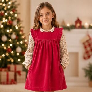Mini Boden | Dresses | Mini Boden 34 Embroidered Denim Christmas Tree Car Dress Euc